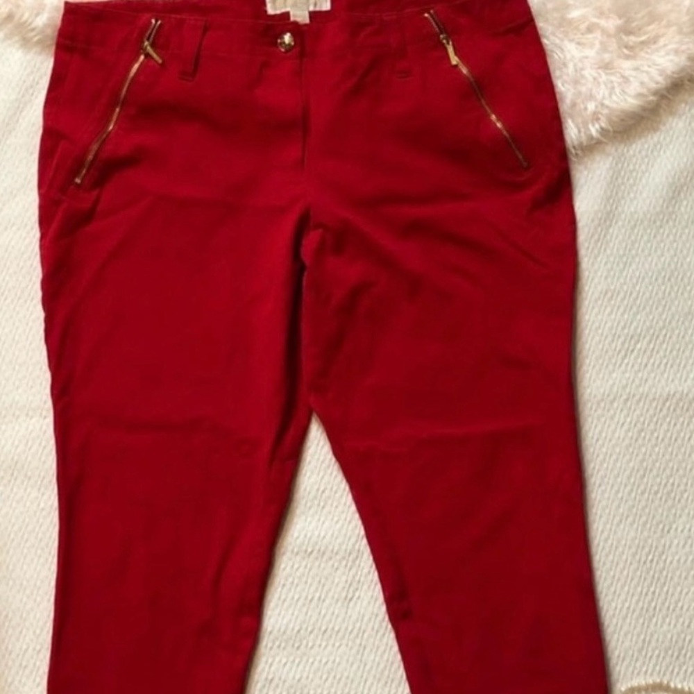 Michael Kors Red Pants with Gold Zipper